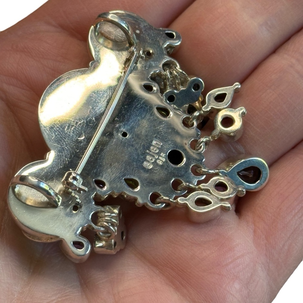 Sajen sterling silver 925 multi gemstone moonface goddess fancy brooch pendant - Picture 5 of 5